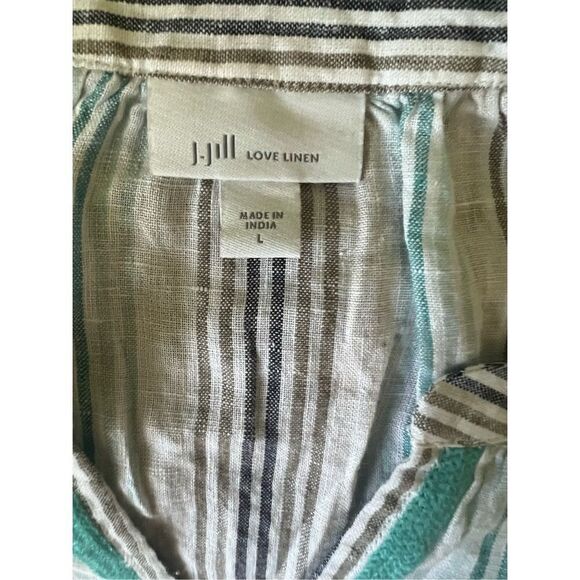 ✨J. Jill Linen Embroidered Striped Blouse✨ - Picture 7 of 8